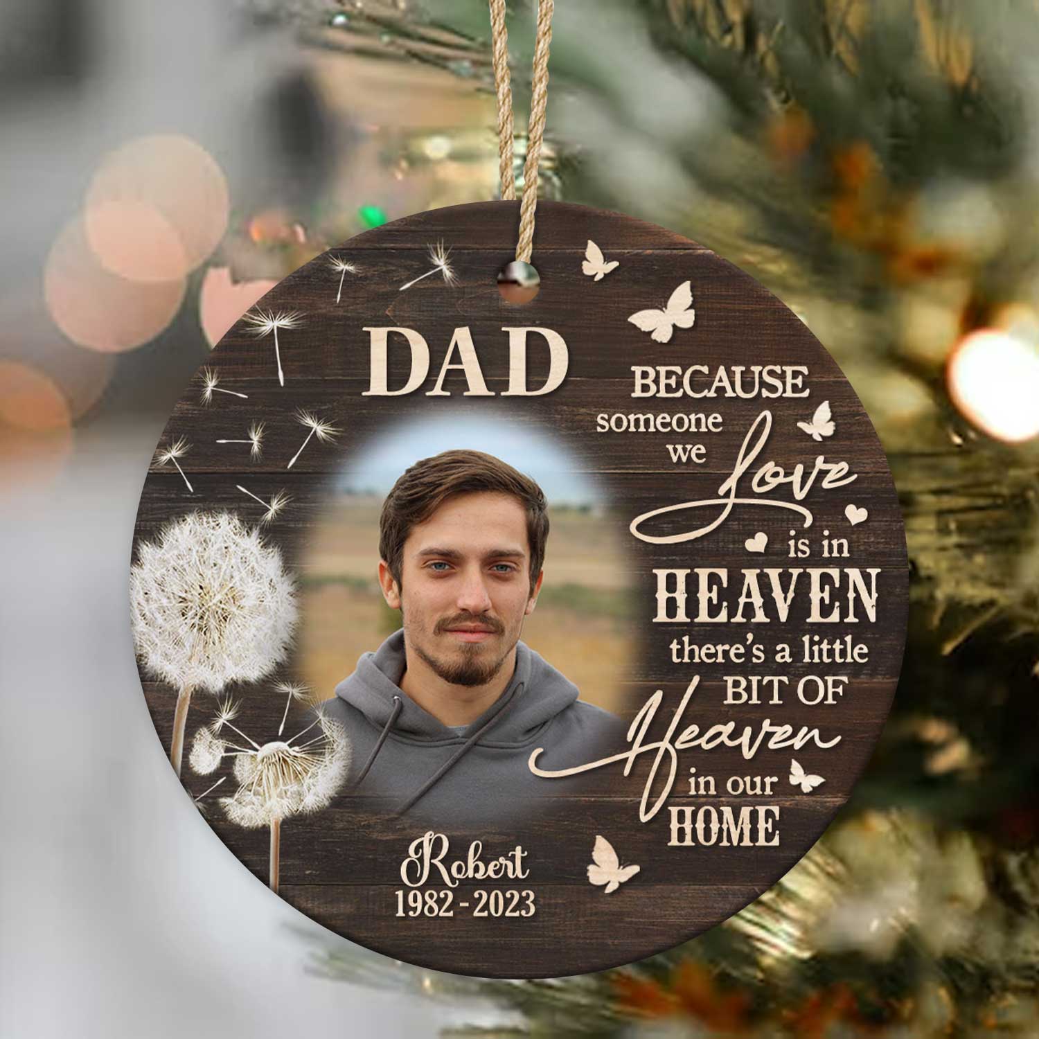 Personalized Memorial Ceramic Ornaments For Dad, In Memory Of Dad Gifts, Fathers Day Remembrance Ornament 1 Personalized Memorial Ceramic Ornaments For Dad, In Memory Of Dad Gifts, Father Remembrance Christmas Ornament
