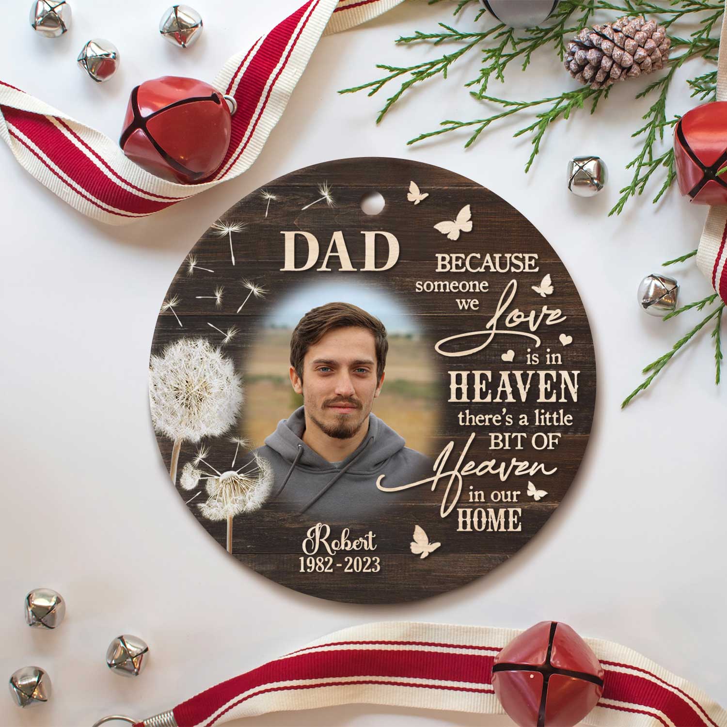 Personalized Memorial Ceramic Ornaments For Dad, In Memory Of Dad Gifts, Father Remembrance Christmas Ornament