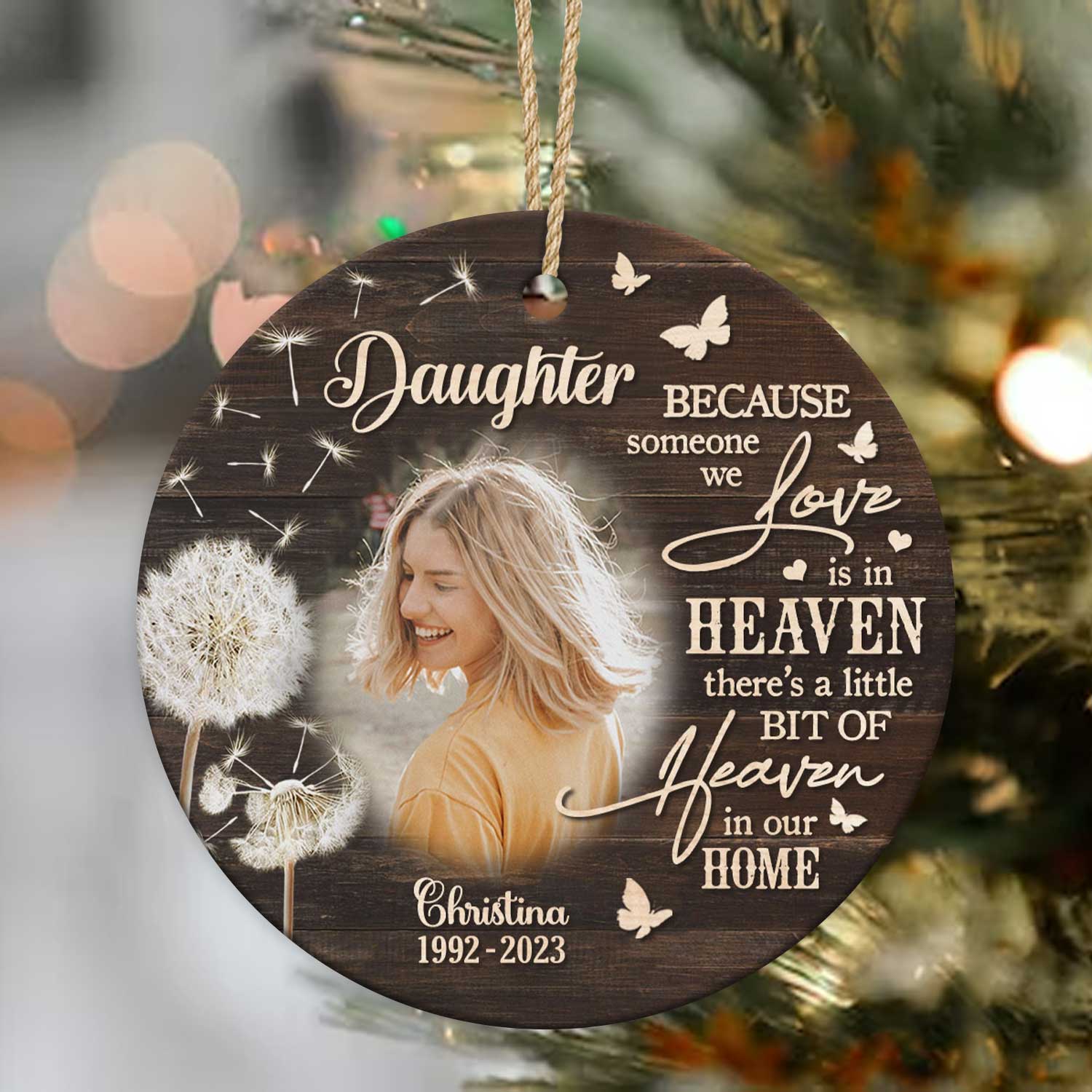 Daughter Memorial Christmas Ceramic Ornament Personalized, Memorial Gift Loss of Daughter, Memorial Gift Loss of Daughter