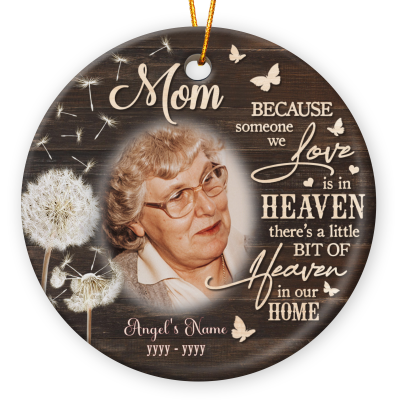 Personalized Memorial Ceramic Ornaments For Mom, Memorial Gifts For Mom In Heaven, Memory Ornaments For Deceased Mom