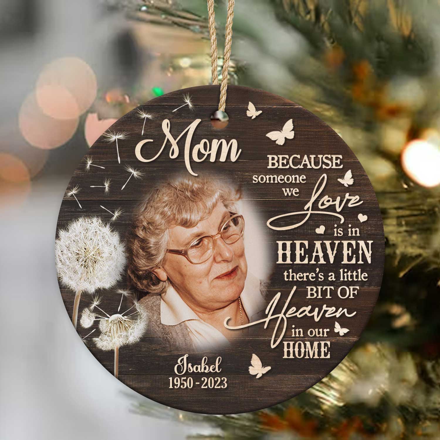 Personalized Memorial Ceramic Ornaments For Mom, Memorial Gifts For Mom In Heaven, Memory Ornaments For Deceased Mom