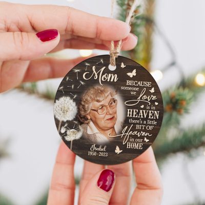 Personalized Memorial Ceramic Ornaments For Mom, Memorial Gifts For Mom In Heaven, Memory Ornaments For Deceased Mom