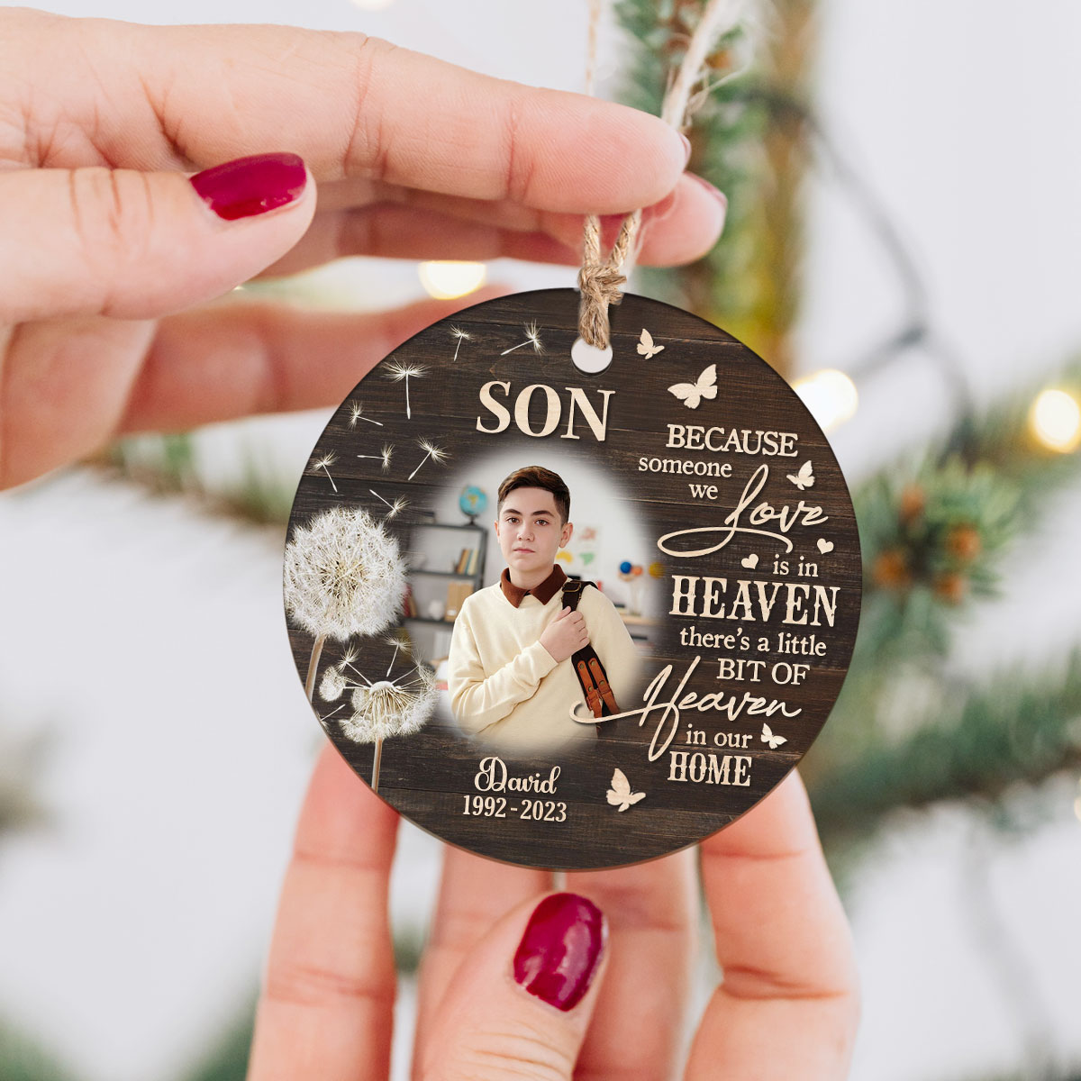 Son Memorial Christmas Ceramic Ornament Personalized, Son Remembrance Gift, Loss Of Son Photo Ornament 1 Son Memorial Christmas Ceramic Ornament Personalized, Son Remembrance Gift, Loss Of Son Photo Ornament
