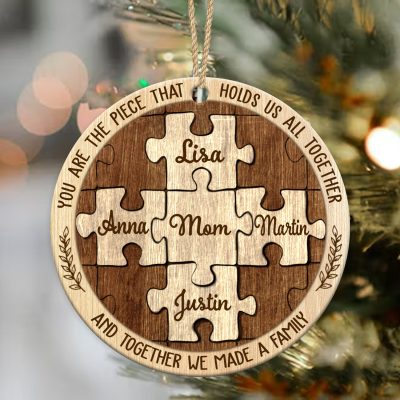 Family Christmas Ceramic Ornament Personalized, Christmas Piece Ornament For Mom, Xmas Decorations