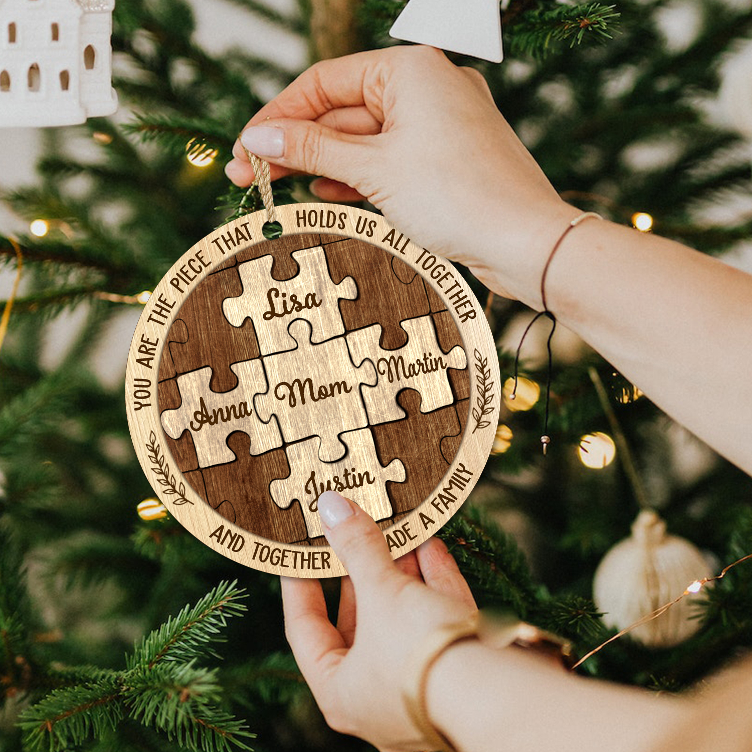 Family Christmas Ceramic Ornament Personalized, Christmas Piece Ornament For Mom, Xmas Decorations 1 Family Christmas Ceramic Ornament Personalized, Christmas Piece Ornament For Mom, Xmas Decorations