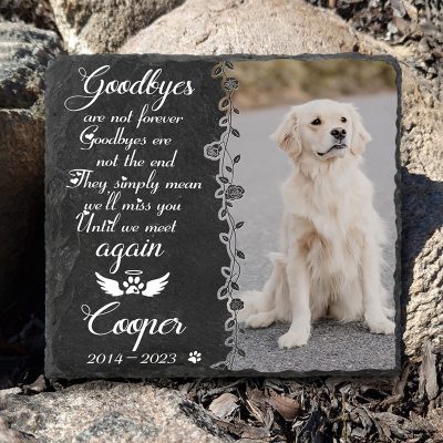 Until We Meet Again Custom Pet Memorial Slate, Personalized Dog Memorial Stone, Dog Loss Gifts