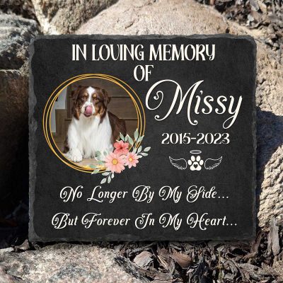 Personalized In Loving Memory Dog Photo Rock Slate, Dog Remembrance Gift, Pet Loss Gift