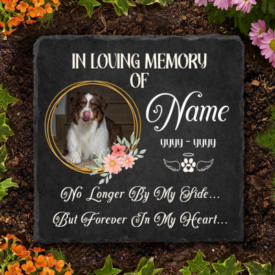 Personalized In Loving Memory Dog Photo Rock Slate, Dog Remembrance Gift, Pet Loss Gift