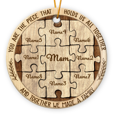 Family Christmas Ceramic Ornament Personalized, Christmas Piece Ornament For Mom, Xmas Decorations