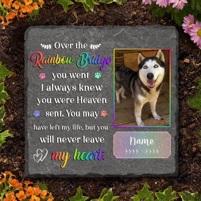 Rainbow Bridge Pet Memorial Garden Stone, Personalized Dog Memorial Gift, Pet Loss Gifts, Dog Remembrance Rock Slate