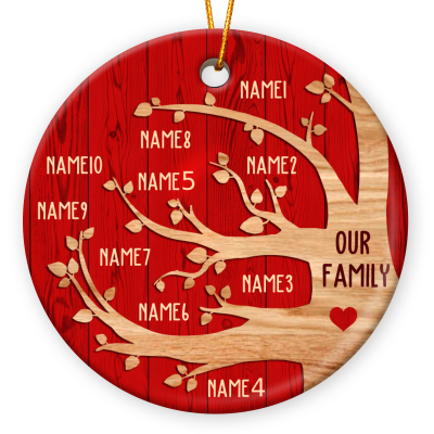 Christmas Ceramic Ornaments With Family Member Names, Family Christmas Gifts, Family Tree Ornament Christmas Decoration