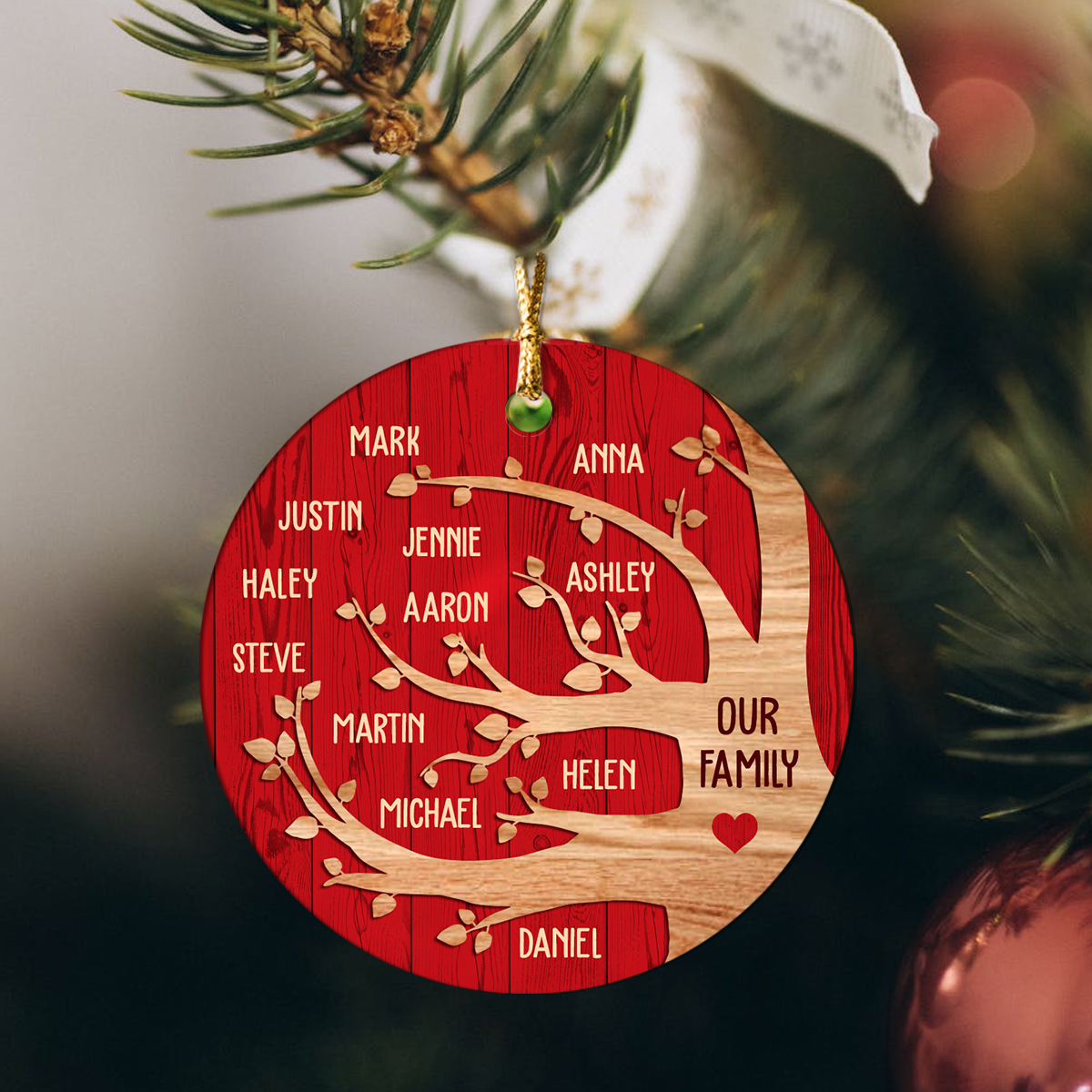 Christmas Ornaments With Family Member Names, Family Christmas Gifts, Family Tree Ornament Christmas Decoration