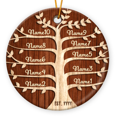 Custom Family Tree Ceramic Ornaments,  Ornament Gift For Family With Names, Xmas Decoration