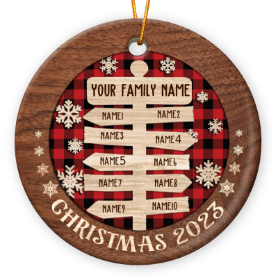 Family Christmas Ceramic Ornament Custom With Names, Christmas Tree Family Ornaments, Xmas Decoration
