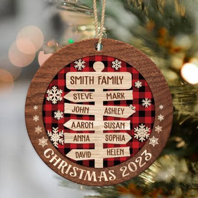 Family Christmas Ornament Custom With Names, Christmas Tree Family Ornaments, Xmas Decoration