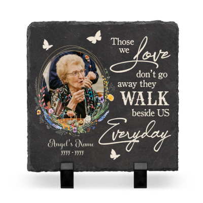 Those We Love Don't Go Away Sympathy Gift Rock Slate, Custom Remembrance Gifts For Garden, Memory Keepsakes For Deceased Loved Ones