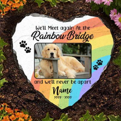 We'll Meet Again Dog Memorial Rock Slate, Personalized Gifts To Remember A Pet, Loss Of Pet Stone for Garden or Home