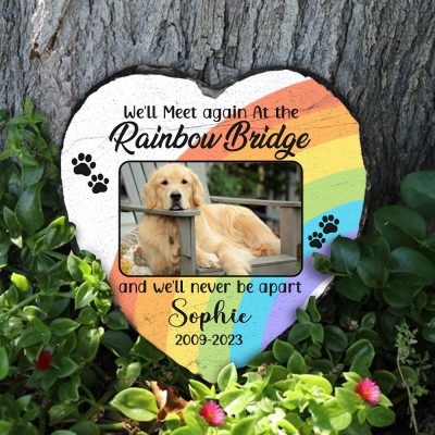 We'll Meet Again Dog Memorial Rock Slate, Personalized Gifts To Remember A Pet, Loss Of Pet Stone for Garden or Home