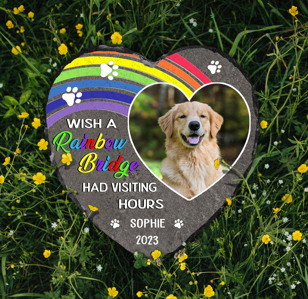 Pet Memorial Stone - 5 Best Pet Grave Marker Ideas 18 I Wish The Rainbow Bridge Had Visiting Hours Dog Memorial Photo Slate, Pet Bereavement Gifts, Dog Memorial Stone For Garden