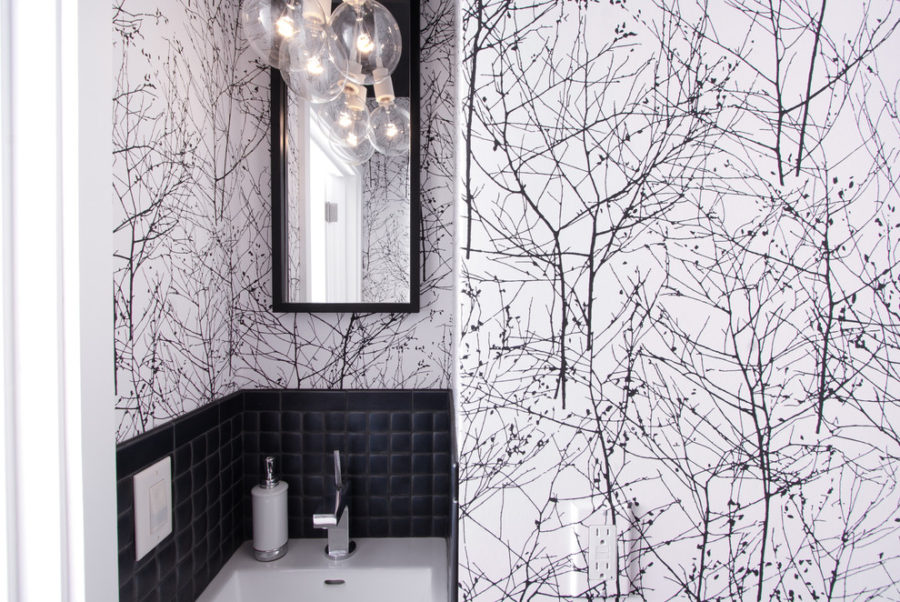 Black-and-White Bathroom Wallpaper