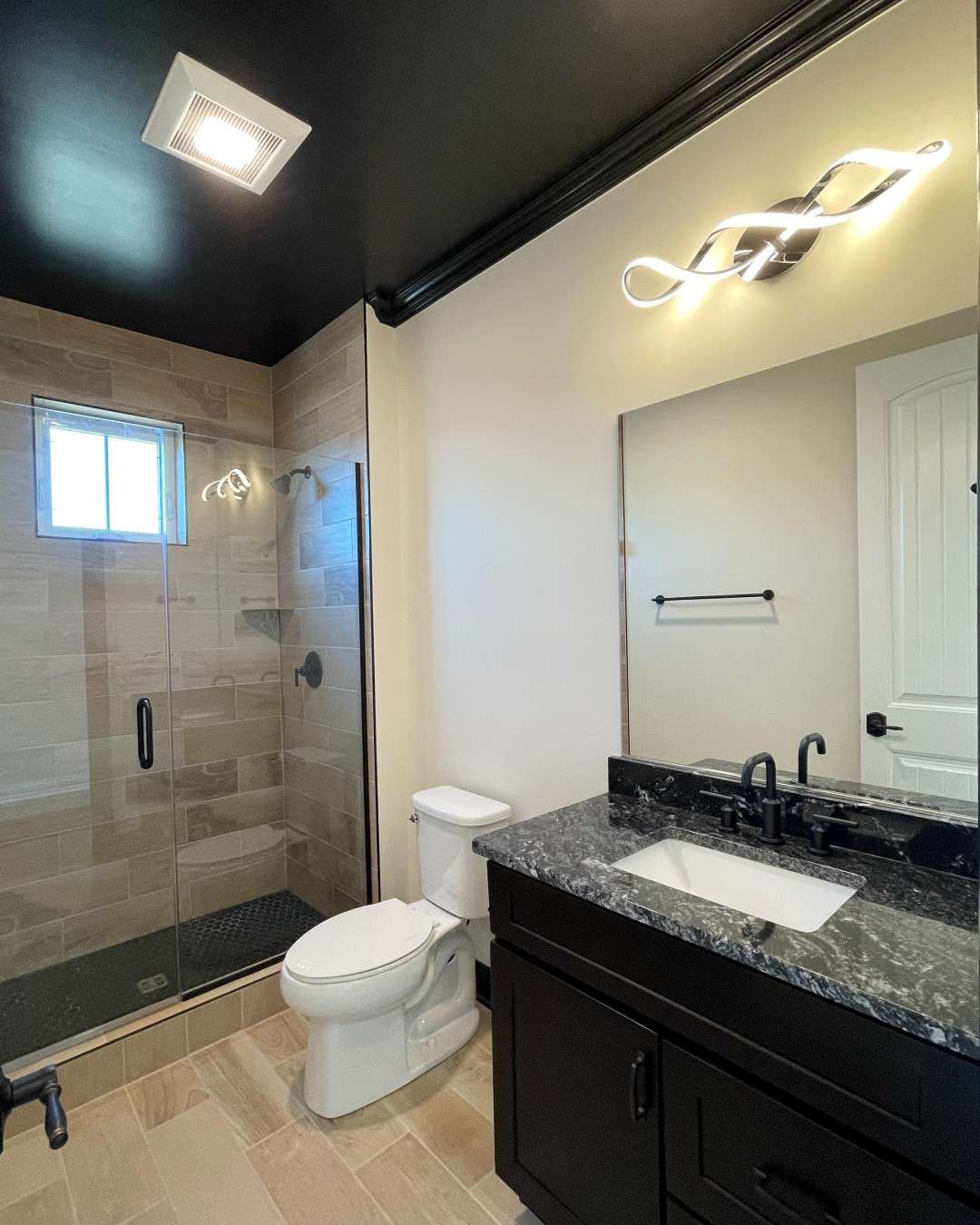 Bathroom with Black Ceiling