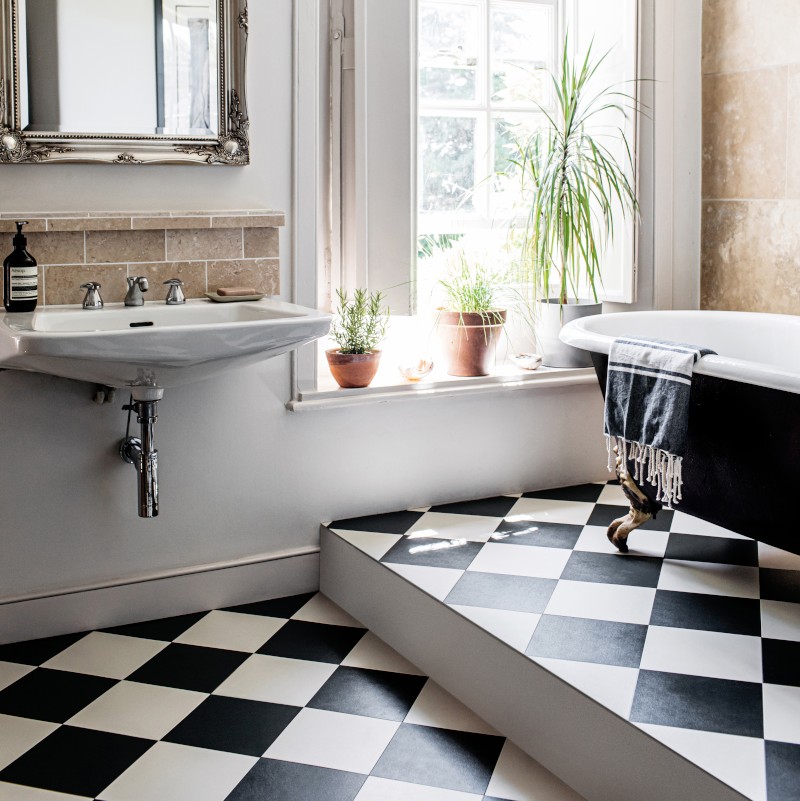 Black-and-White Bathroom Floor Tile