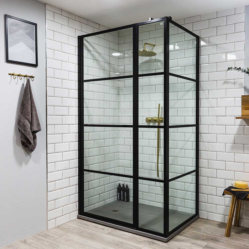 Black Paneled Shower Door