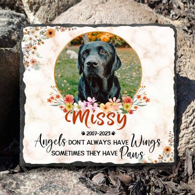 pet memorial photo stone personalized gift for loss of dog pet memorial keepsakes angels don't always have wings sometimes they have paws