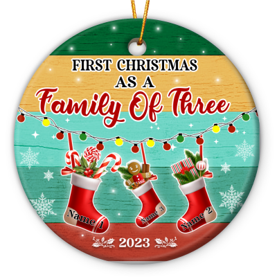socks first christmas as a family of three ceramic ornament custom family christmas ornaments parents and baby's first christmas ornament