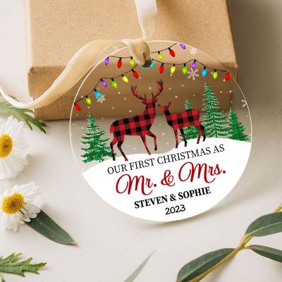 first christmas as mr and mrs acrylic ornament custom newlywed gift newlywed christmas tree holiday decor