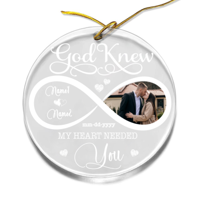 personalized couples christmas acrylic ornament 2023 god knew my heart needed you newlywed christmas ornament