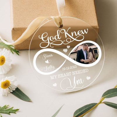 personalized couples christmas acrylic ornament 2023 god knew my heart needed you newlywed christmas ornament