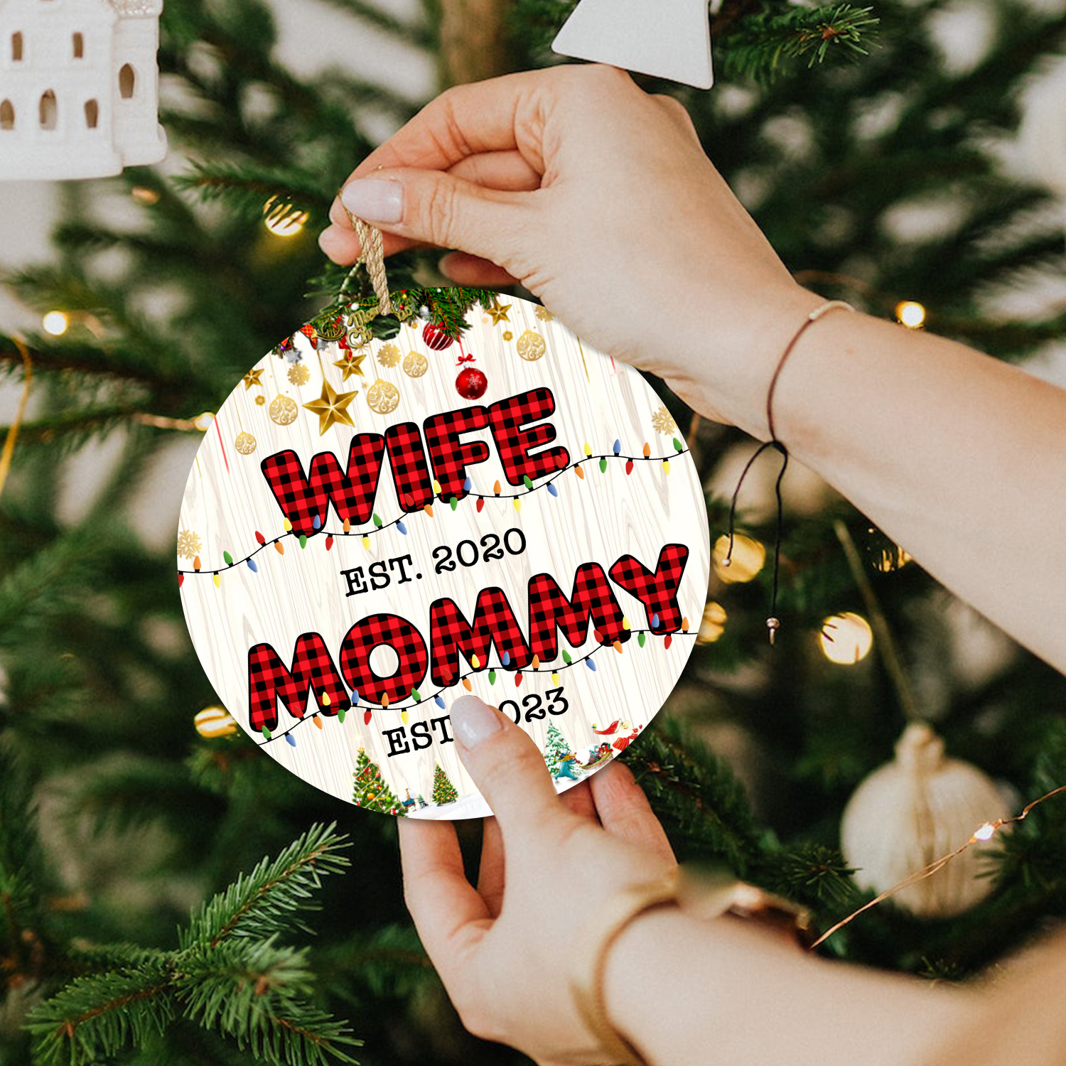 Custom Wife Mommy Ceramic Ornament, First Time Mom Christmas Gifts, First Christmas As Mommy Ornament 1 custom wife mommy ceramic ornament first time mom christmas gifts first christmas as mommy ornament