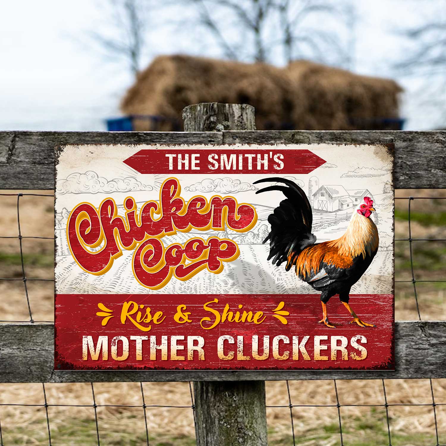 Personalized Chicken Coop Metal Sign, Custom Rise And Shine Mother Cluckers Sign, Farmhouse Decor