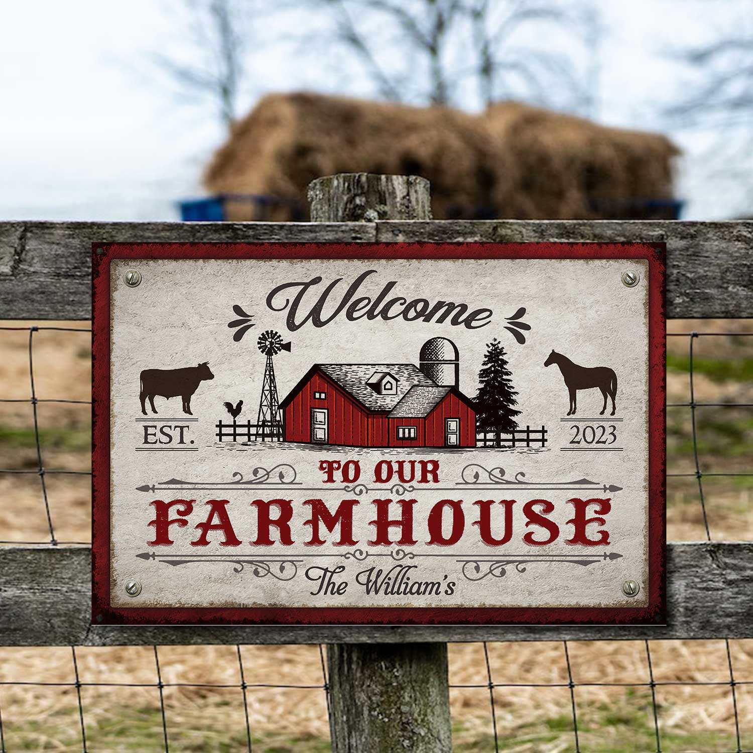 Custom Welcome to Our Farmhouse Metal Sign, Personalized Farmhouse Sign, Farmhouse Decor 1 Custom Welcome to Our Farmhouse Metal Sign, Personalized Farmhouse Sign, Farmhouse Decor