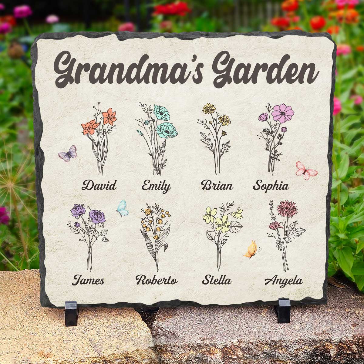Grandma's Garden Birth Flower Custom Stone, Personalized Gift for Grandma, Mother's Day Gift with Grandkids Names 1 Grandma's Garden Birth Flower Custom Stone, Personalized Gift for Grandma, Mother's Day Gift with Grandkids Names