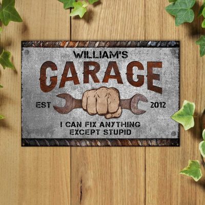 Personalized Garage Metal Sign, Custom Workshop Signs, Mancave Wall Decor