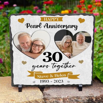 Personalized 30 Years Anniversary Slate, Custom Hally Pearl Anniversary Stone, 30th Anniversary Gift