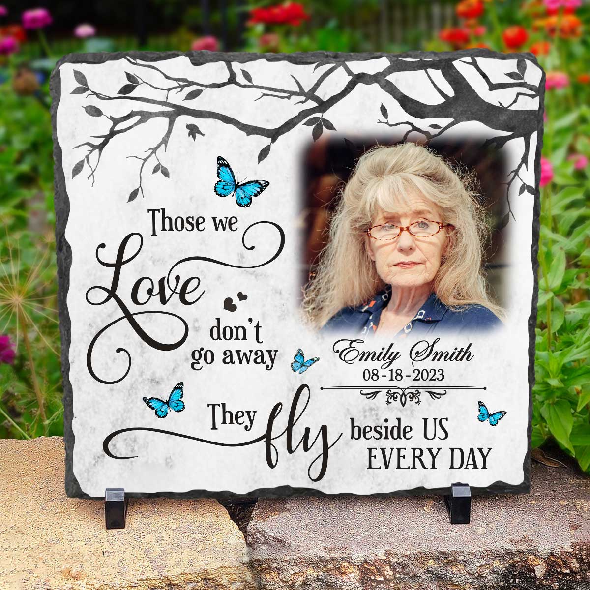 Custom Those We Love Memorial Stone Slate, Personalized Photo Memorial Garden Slate, In Sympathy Gifts 1 Custom Those We Love Memorial Stone Slate, Personalized Photo Memorial Garden Slate, In Sympathy Gifts
