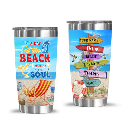 a day at the beach restores the soul tumbler custom beach lover gifts with names beach tumbler for women