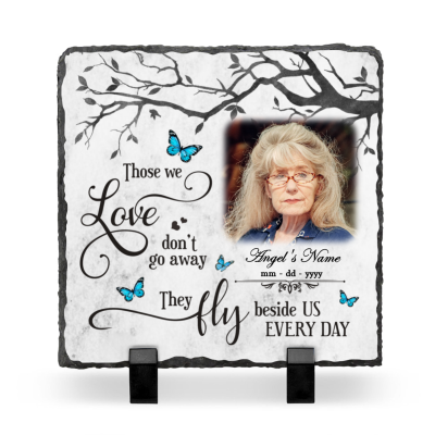 Custom Those We Love Memorial Stone Slate, Personalized Photo Memorial Garden Slate, In Sympathy Gifts