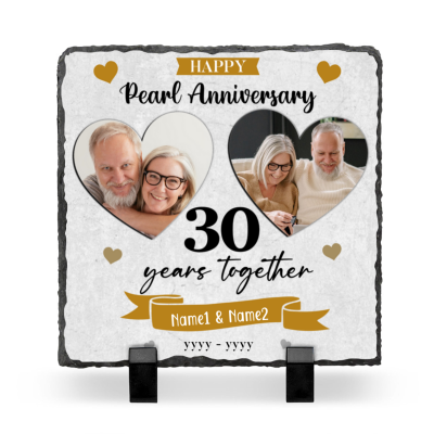 Personalized 30 Years Anniversary Slate, Custom Hally Pearl Anniversary Stone, 30th Anniversary Gift