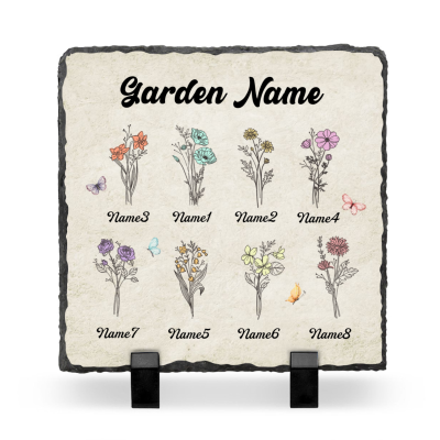 Grandma's Garden Birth Flower Custom Stone, Personalized Gift for Grandma, Mother's Day Gift with Grandkids Names