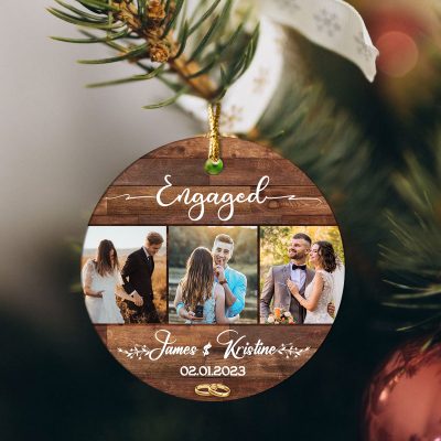 BEST SELLERS 4 our engaged photo ceramic ornament personalized gift for engaged couple engaged ornament