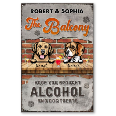 Customized The Balcony Metal Sign, Personalized Dog Breeds The Balcony Sign, Funny Home Decor For Dog Lovers