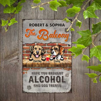 Customized The Balcony Metal Sign, Personalized Dog Breeds The Balcony Sign, Funny Home Decor For Dog Lovers