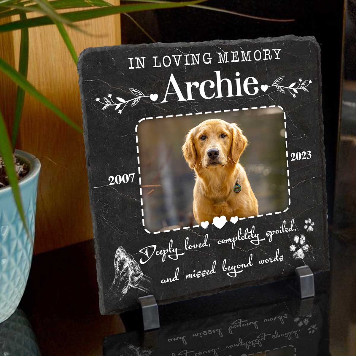Pet Memorial Stone - 5 Best Pet Grave Marker Ideas 2 Personalized Pet Photo Memorial Stone, Deeply Loved Memorial Pet Garden Stone, Cemetery Decorations for Grave