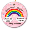 custom rainbow baby's first christmas ceramic ornament baby's christmas keepsake newborn baby ornament with name