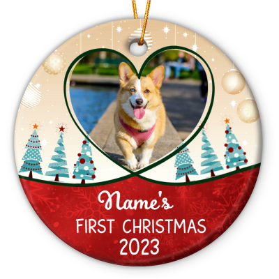 personalized dogs first christmas photo ceramic ornament christmas gifts for new dog owners new dog ornament puppy ornament