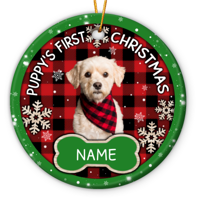 personalized puppy's first christmas ceramic ornament xmas gifts for new puppy owners dog portrait ornaments first christmas